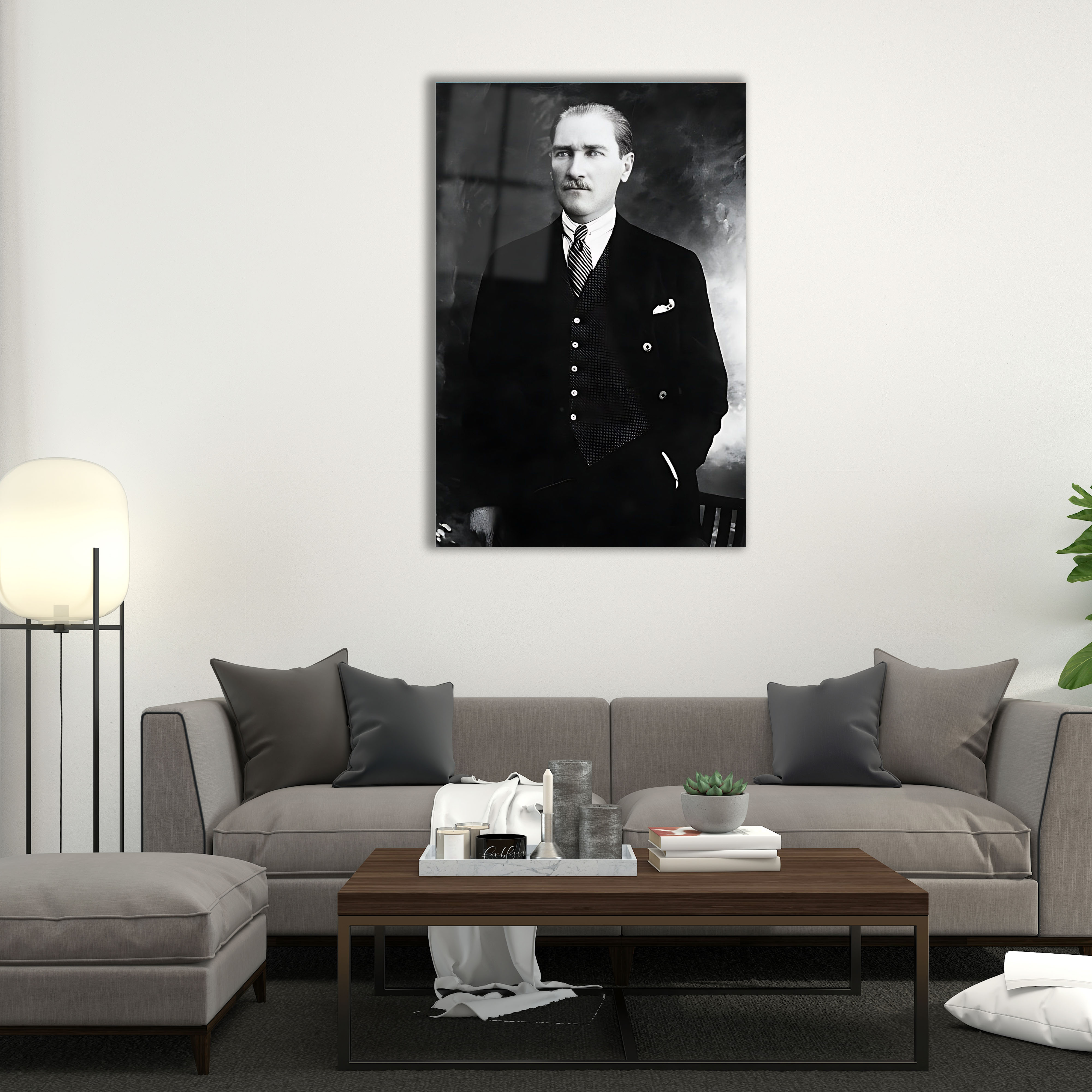 Mustafa Kemal Atatürk Portresi Cam Tablo